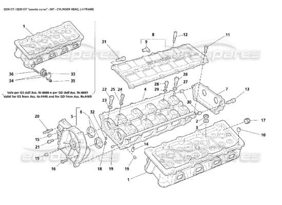 a part diagram from the maserati 3200 parts catalogue