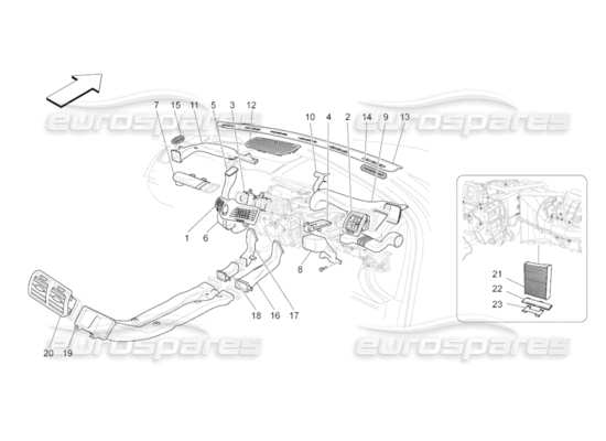 a part diagram from the maserati grancabrio parts catalogue