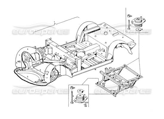 a part diagram from the maserati khamsin parts catalogue