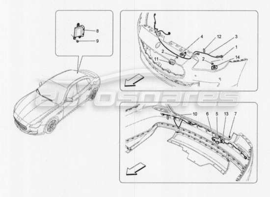 a part diagram from the maserati quattroporte m156 (2014 onwards) parts catalogue