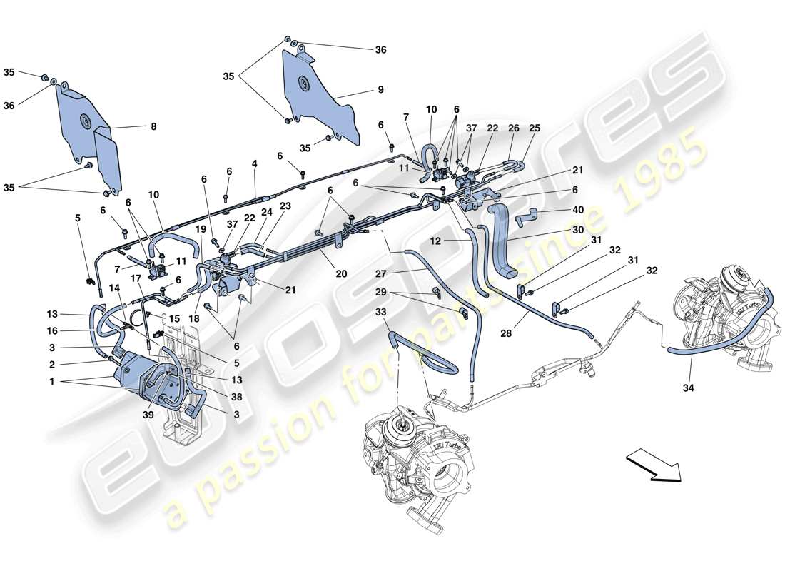 a part diagram from the ferrari 488 parts catalogue