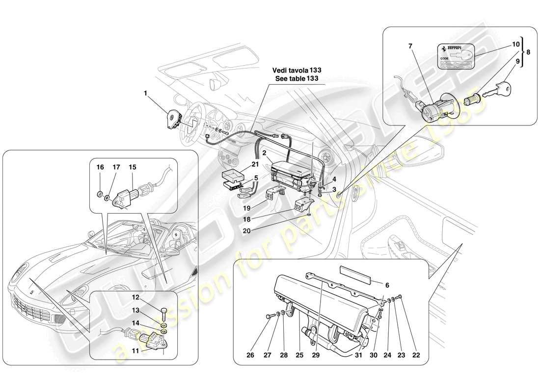 a part diagram from the ferrari 599 parts catalogue