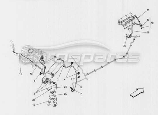 a part diagram from the maserati quattroporte m156 (2014 onwards) parts catalogue