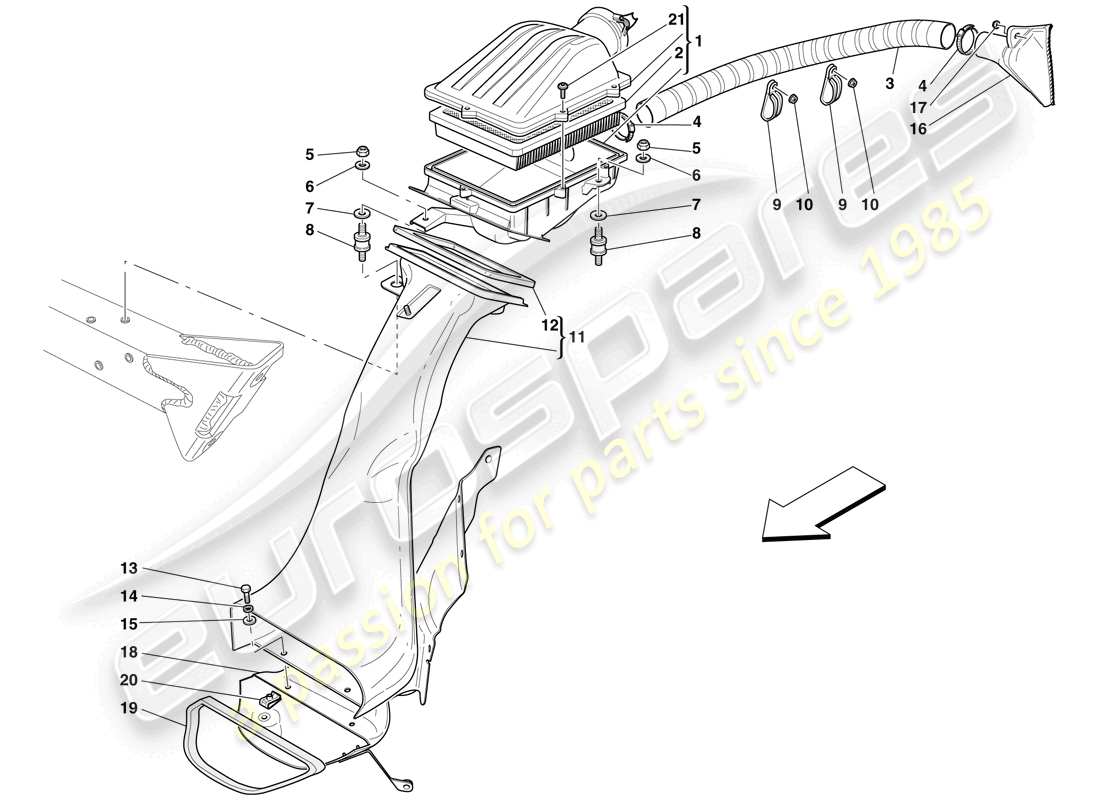 a part diagram from the ferrari 599 gtb fiorano (rhd) parts catalogue