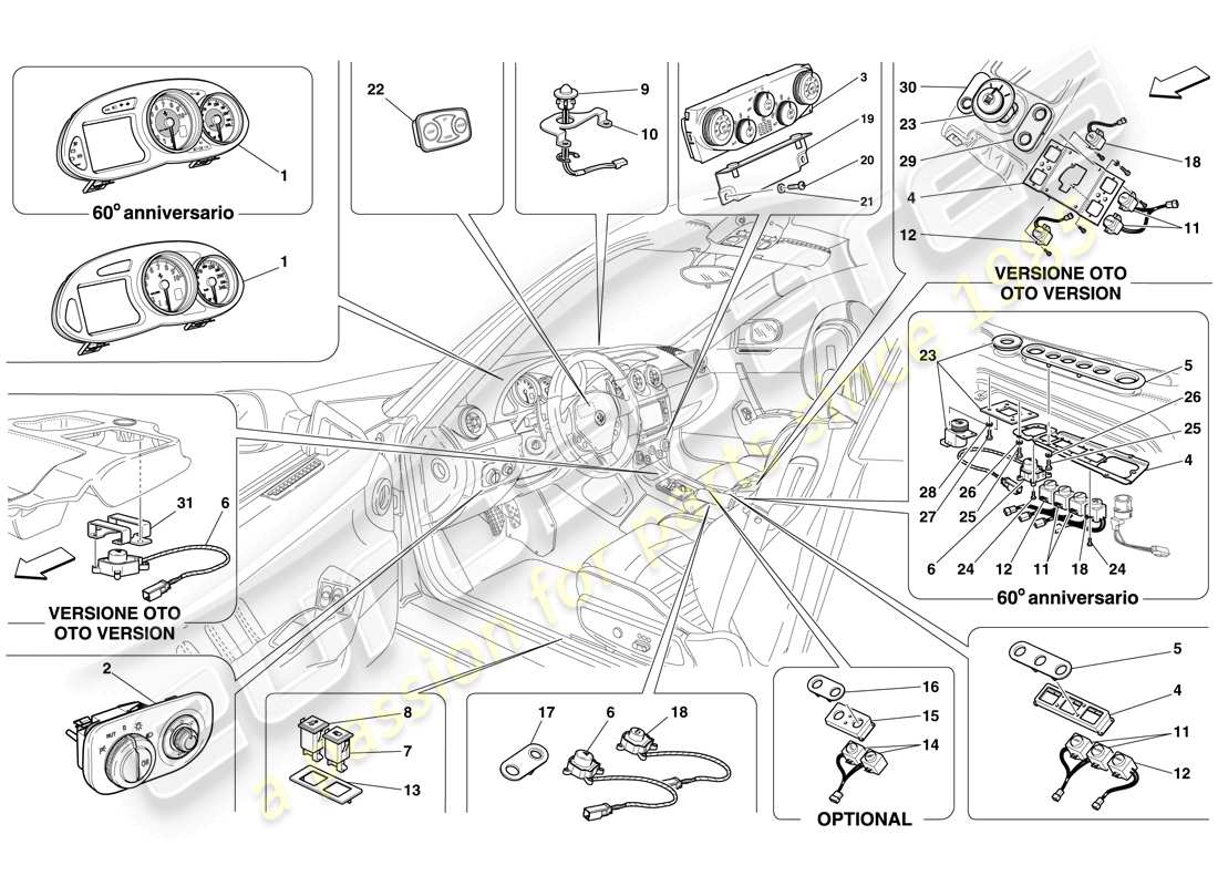 a part diagram from the Ferrari 612 Scaglietti (USA) parts catalogue