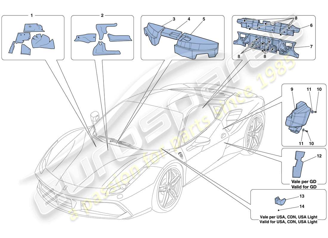 a part diagram from the ferrari 488 parts catalogue