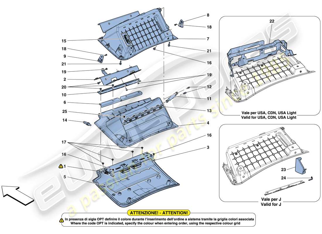 a part diagram from the ferrari gtc4 lusso t (europe) parts catalogue