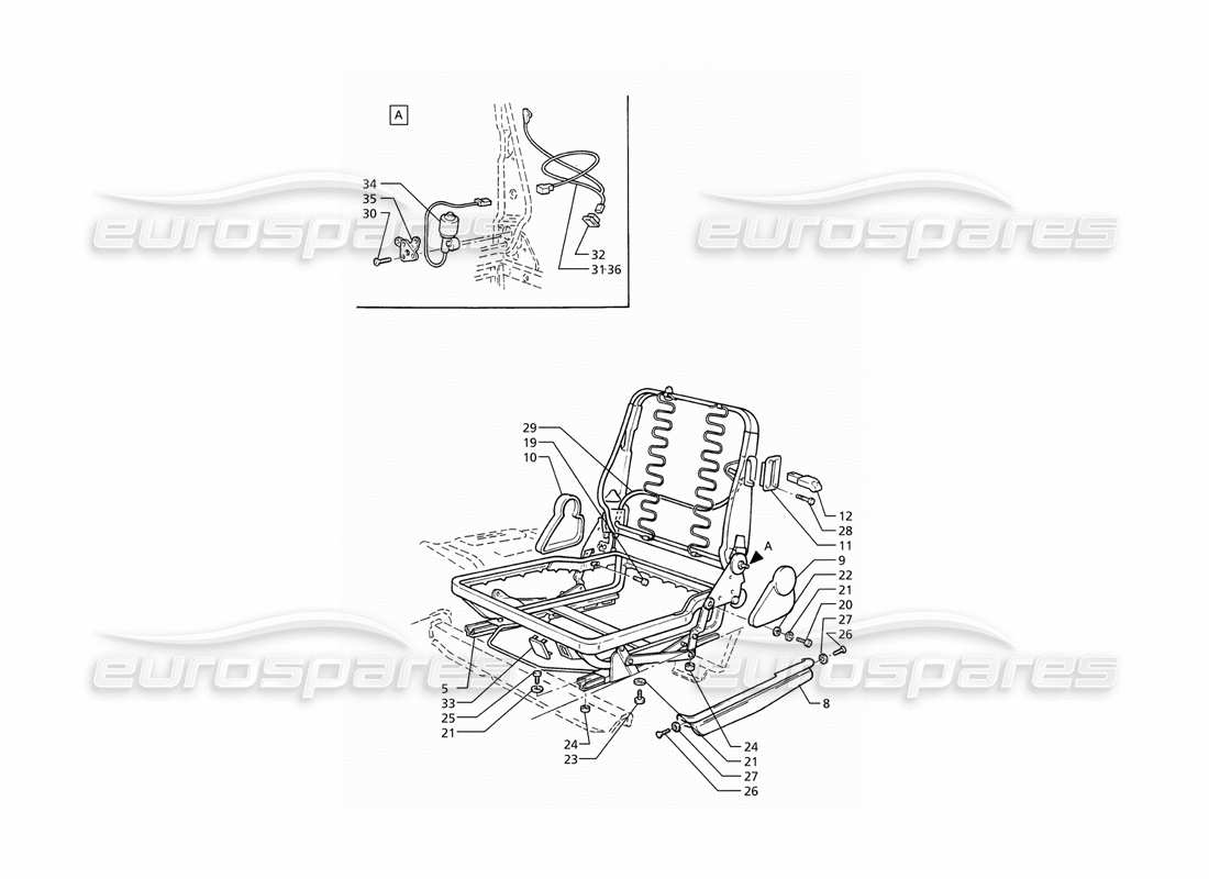 a part diagram from the maserati ghibli (1993-1995) parts catalogue