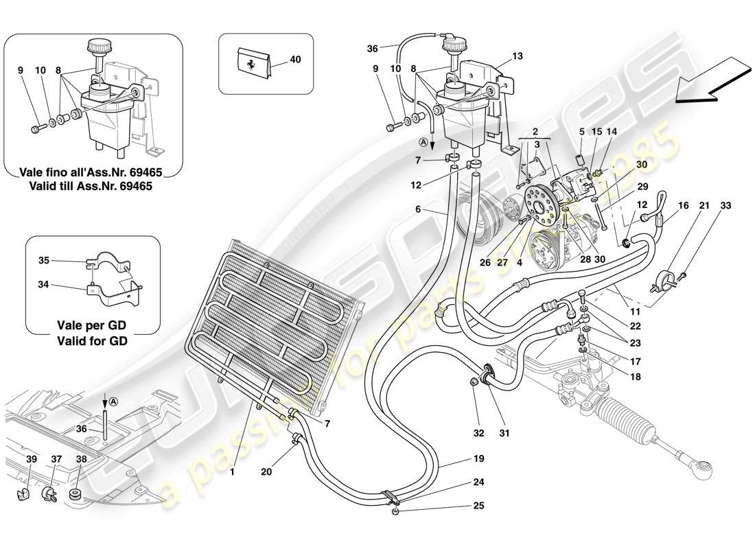 a part diagram from the ferrari 599 gtb fiorano (rhd) parts catalogue