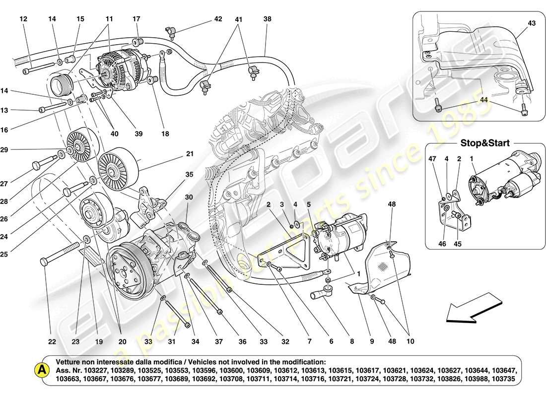 a part diagram from the Ferrari California (RHD) parts catalogue
