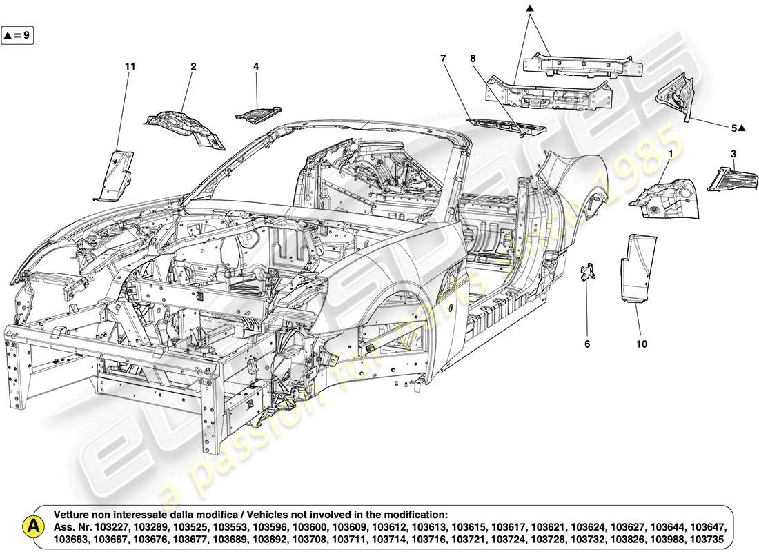 a part diagram from the ferrari california parts catalogue
