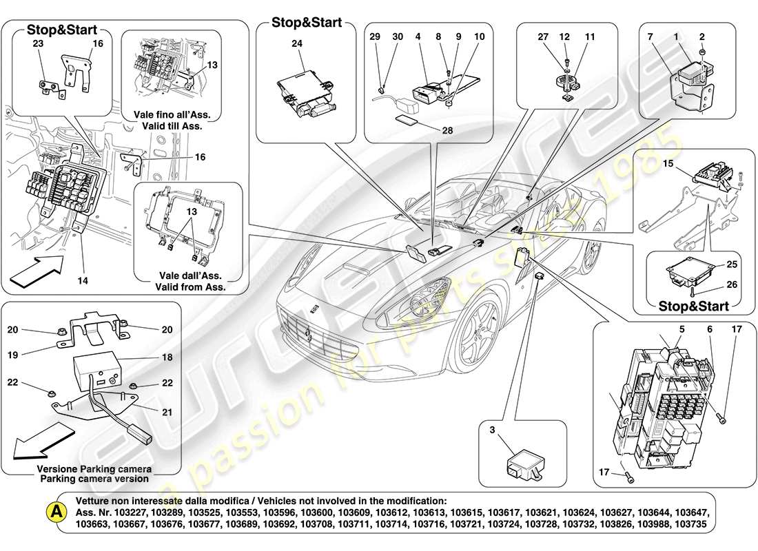 a part diagram from the Ferrari California (RHD) parts catalogue