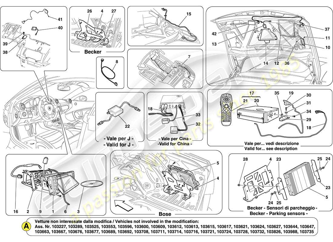 a part diagram from the ferrari california parts catalogue