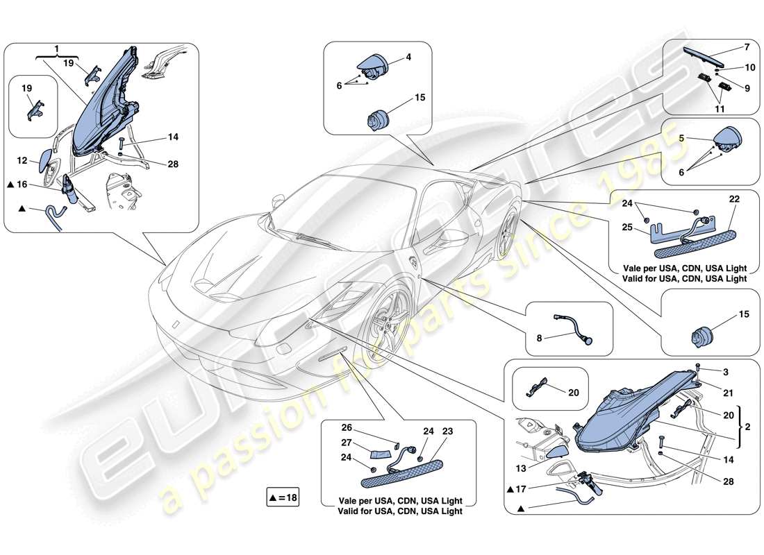 a part diagram from the ferrari 458 speciale (europe) parts catalogue