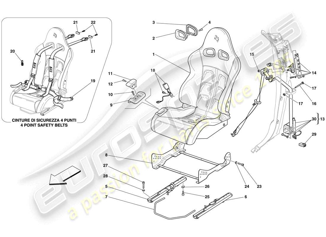 a part diagram from the ferrari 599 gtb fiorano (rhd) parts catalogue