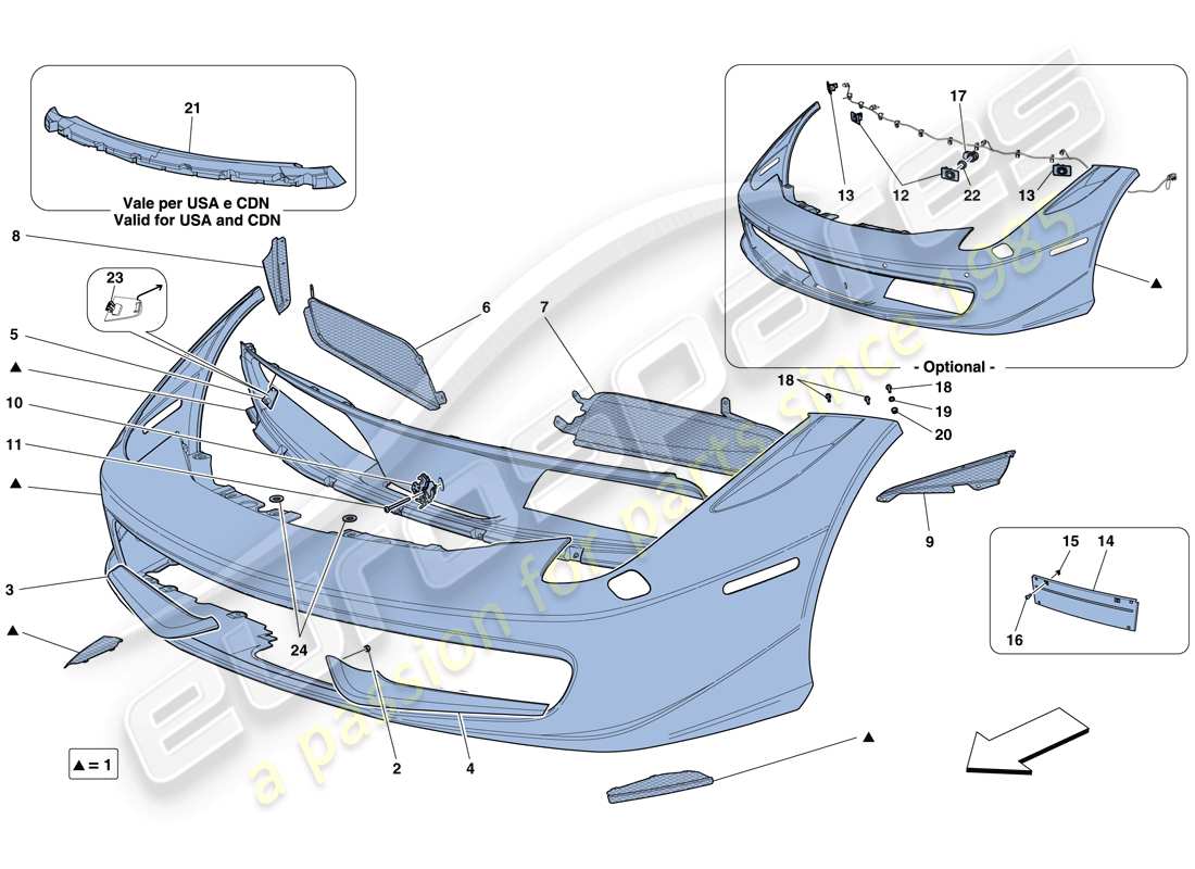 a part diagram from the ferrari 458 spider (usa) parts catalogue