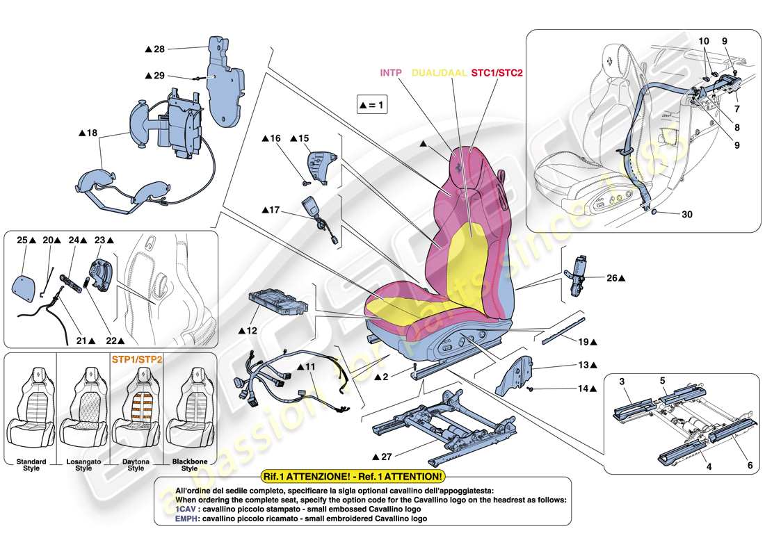 a part diagram from the ferrari california t (rhd) parts catalogue