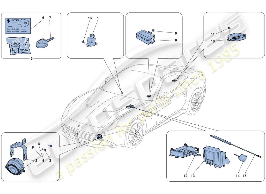 a part diagram from the ferrari california parts catalogue