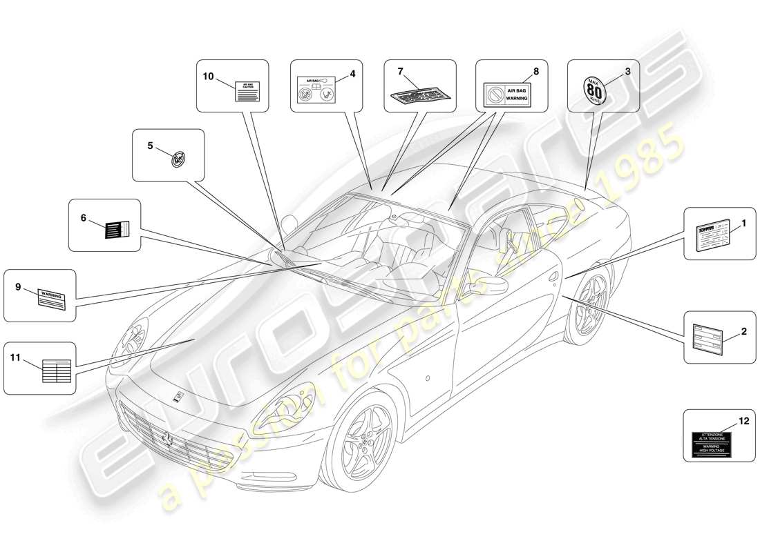 a part diagram from the ferrari 612 parts catalogue