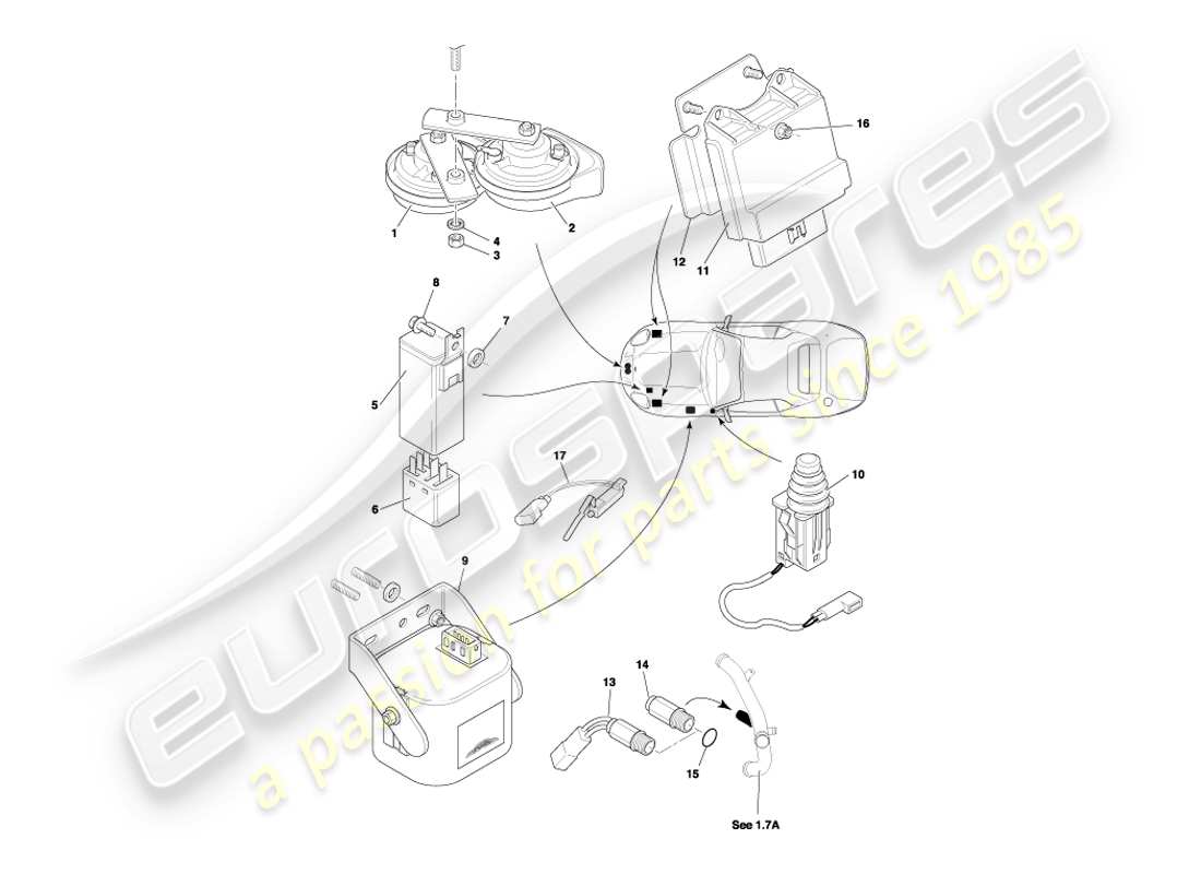 a part diagram from the aston martin db7 vantage (1999) parts catalogue