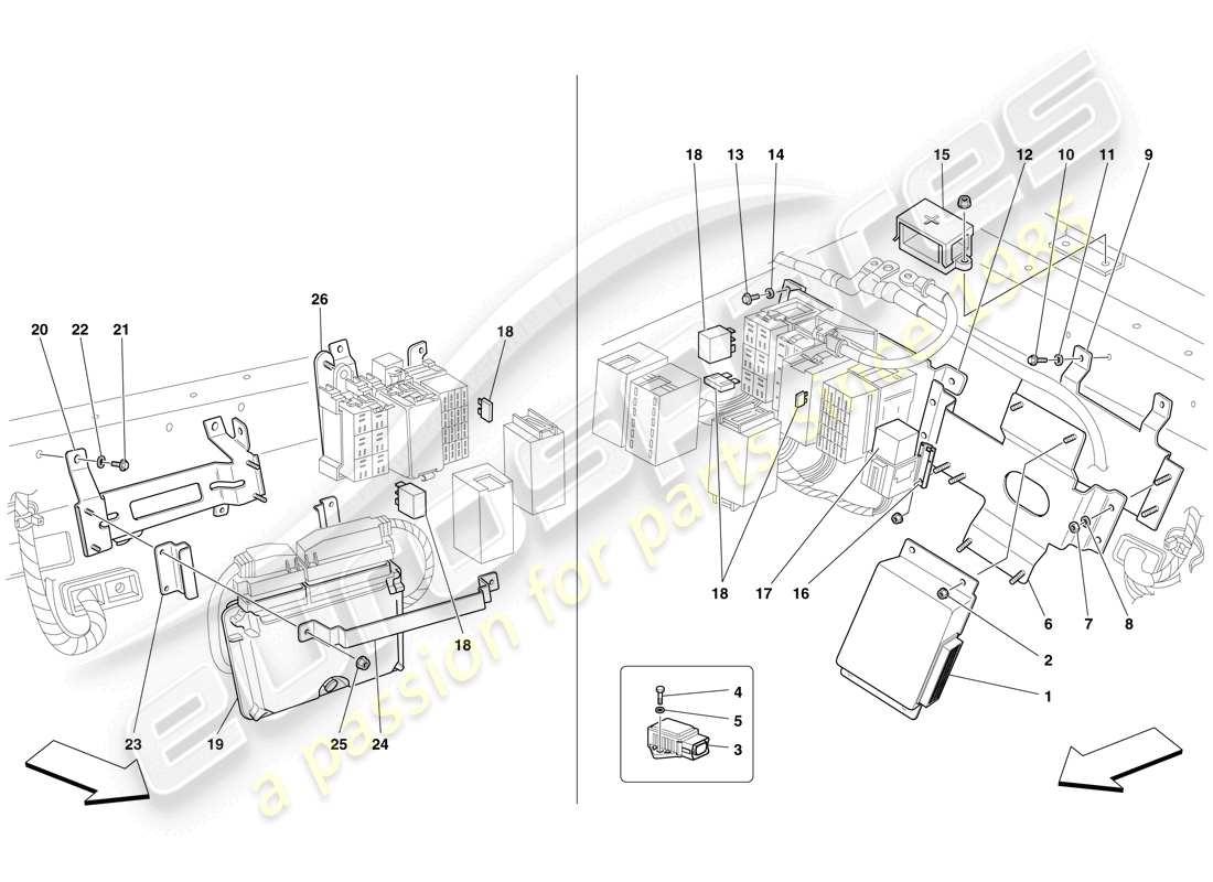 a part diagram from the ferrari f430 scuderia spider 16m (rhd) parts catalogue