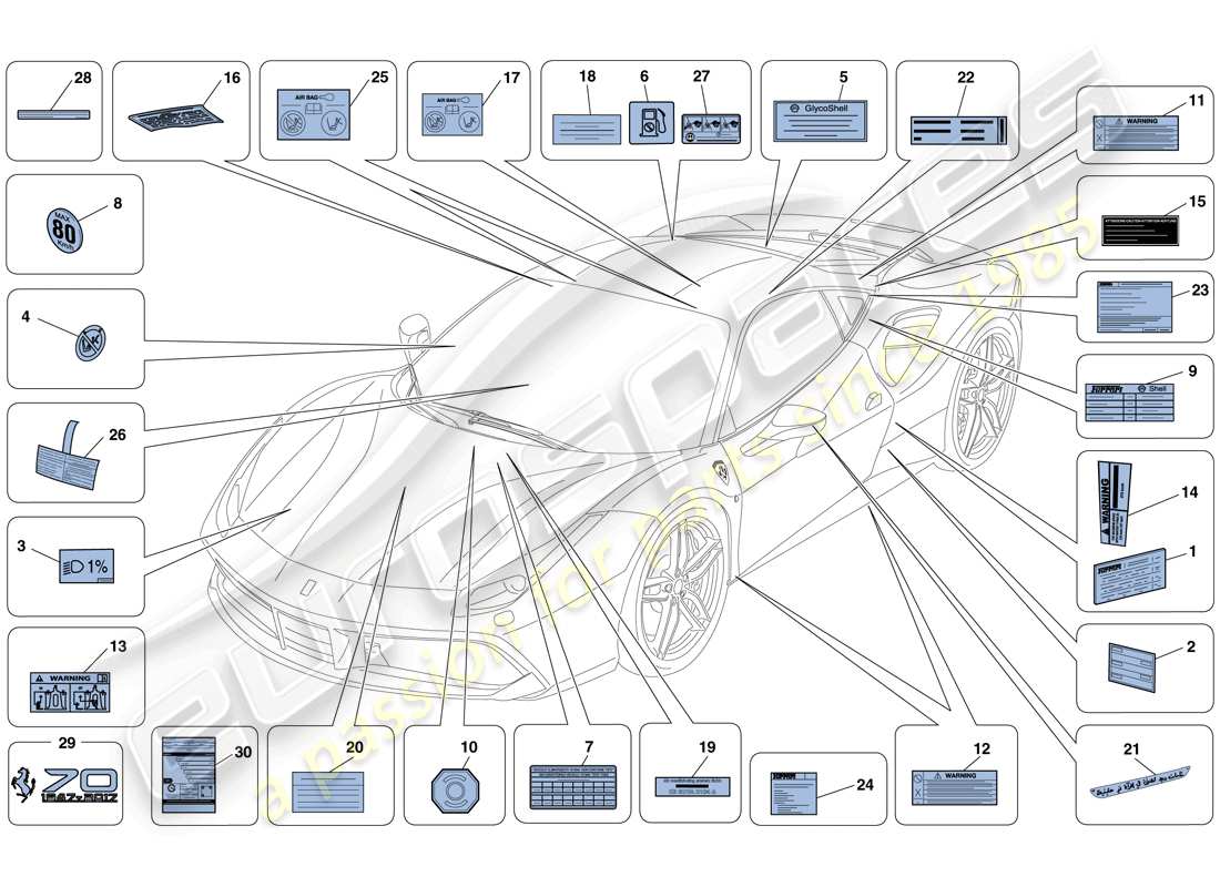 a part diagram from the ferrari 488 parts catalogue