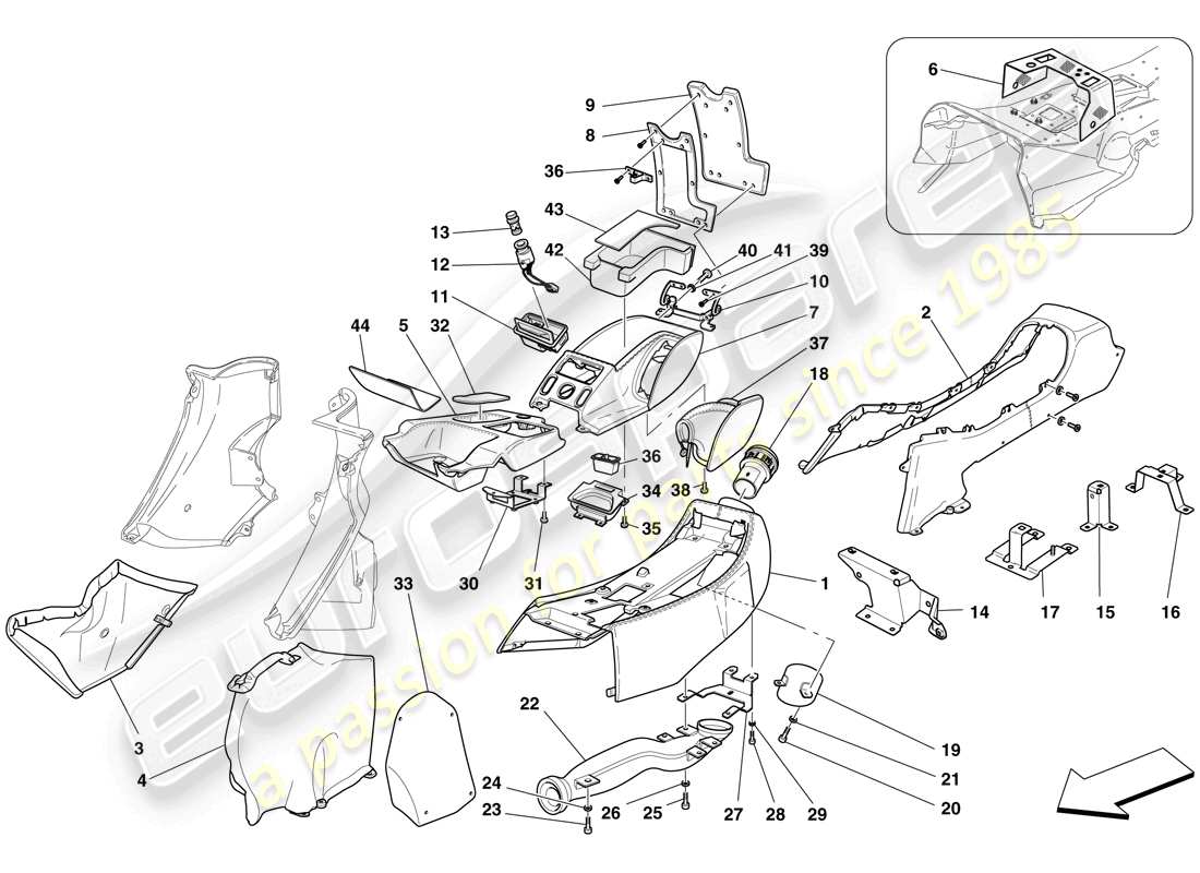 a part diagram from the Ferrari 612 Scaglietti (USA) parts catalogue