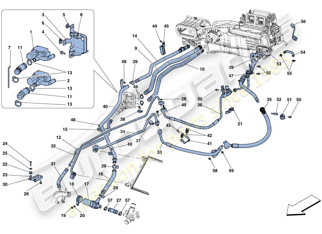a part diagram from the ferrari f12 tdf (rhd) parts catalogue