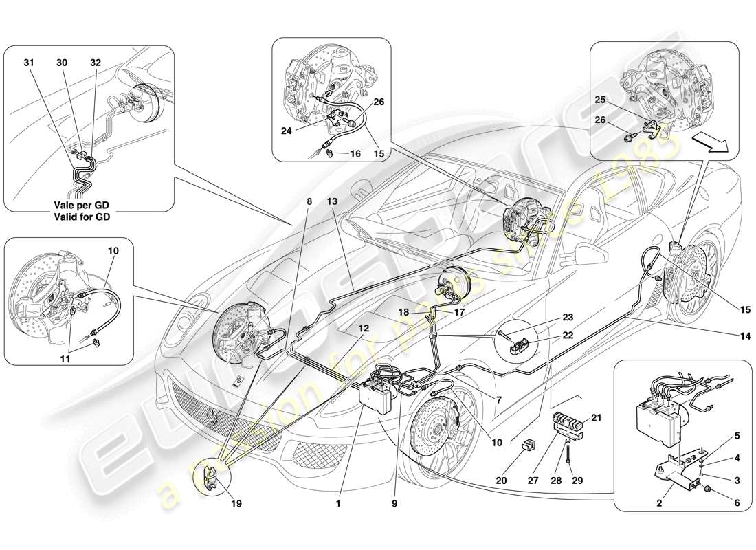 a part diagram from the ferrari 599 parts catalogue