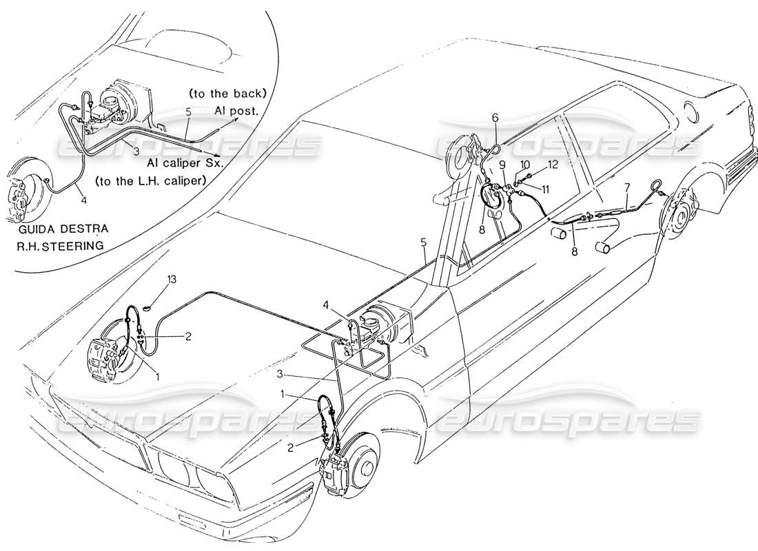 a part diagram from the maserati biturbo (1983-1995) parts catalogue