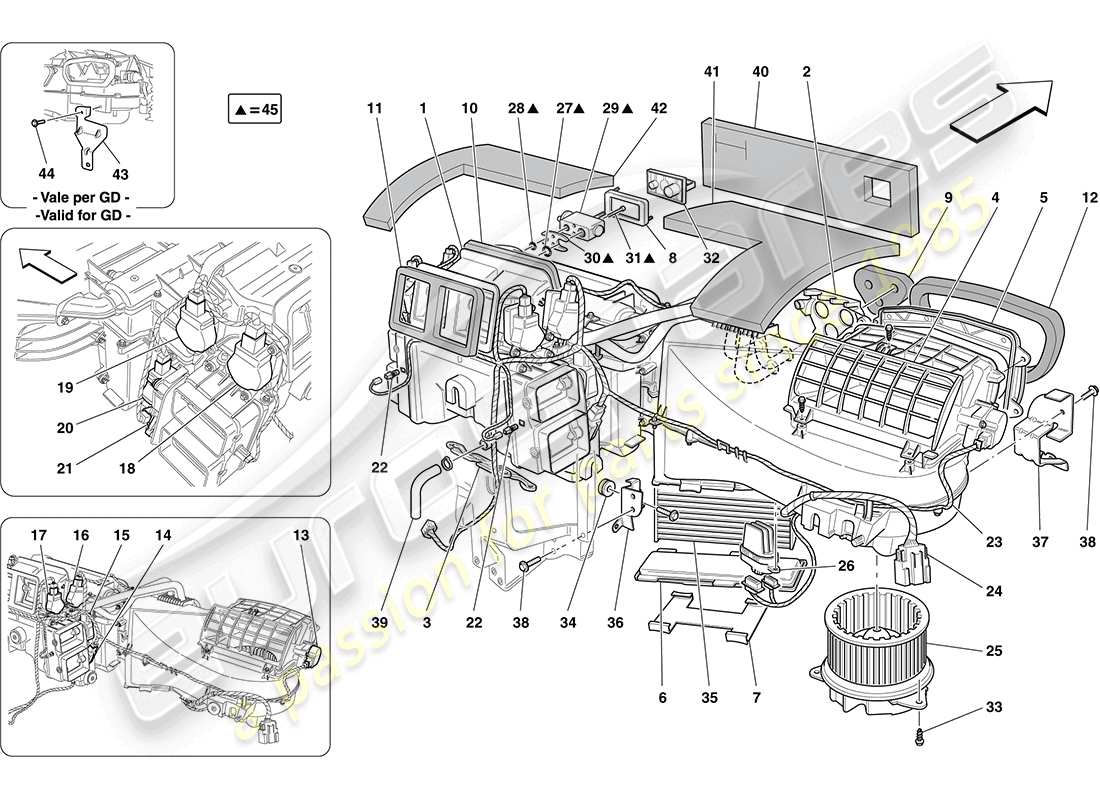 a part diagram from the ferrari california (rhd) parts catalogue