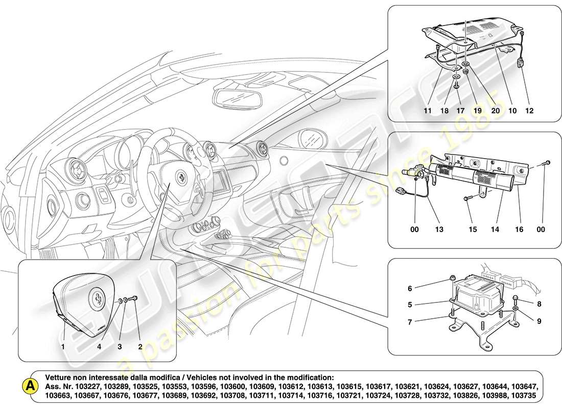 a part diagram from the ferrari california (rhd) parts catalogue