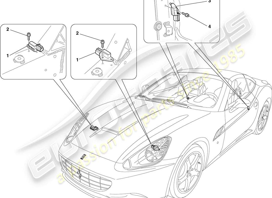 a part diagram from the ferrari california (rhd) parts catalogue