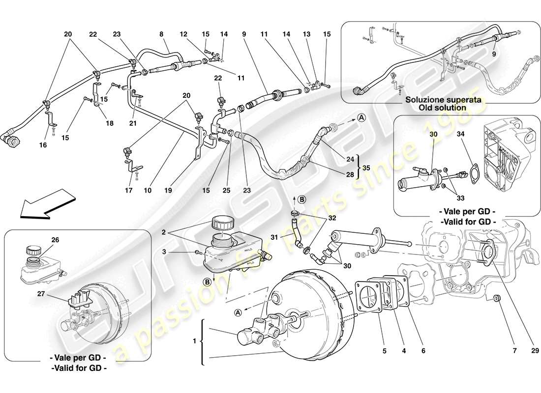 a part diagram from the ferrari california (rhd) parts catalogue