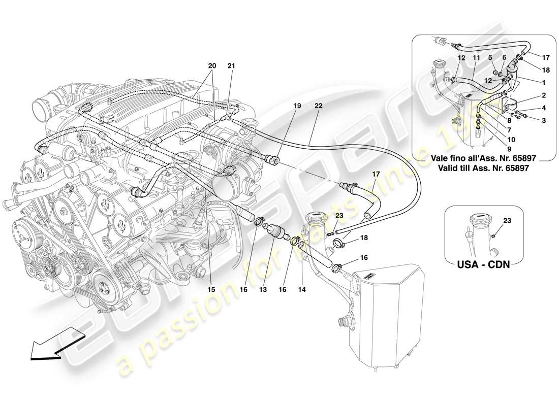 a part diagram from the ferrari 612 sessanta (rhd) parts catalogue