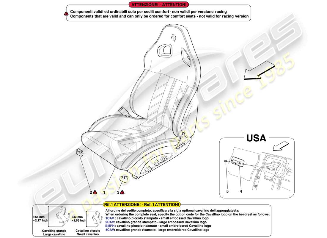 a part diagram from the ferrari 599 sa aperta (usa) parts catalogue