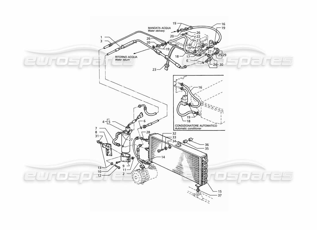a part diagram from the maserati ghibli (1993-1995) parts catalogue