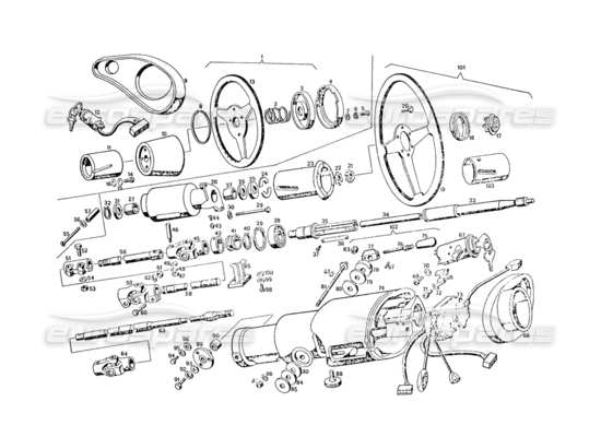 a part diagram from the maserati khamsin parts catalogue
