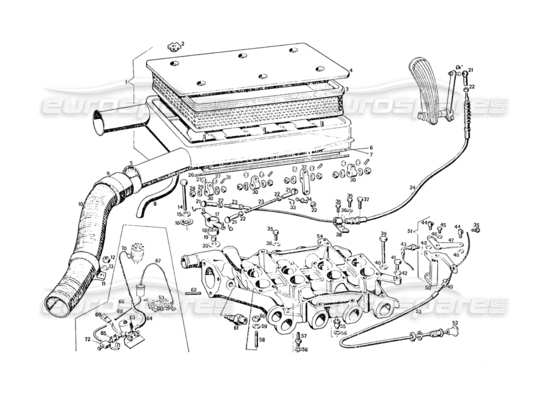 a part diagram from the maserati khamsin parts catalogue