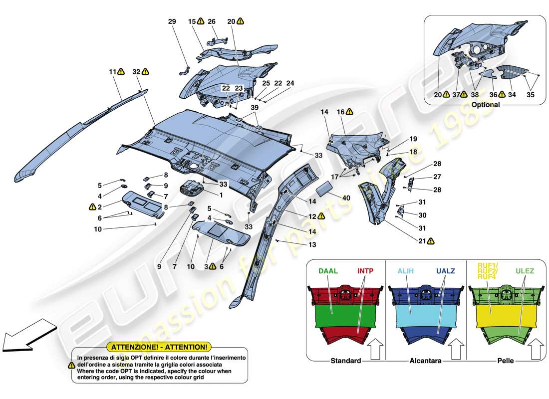 a part diagram from the ferrari 812 superfast (europe) parts catalogue