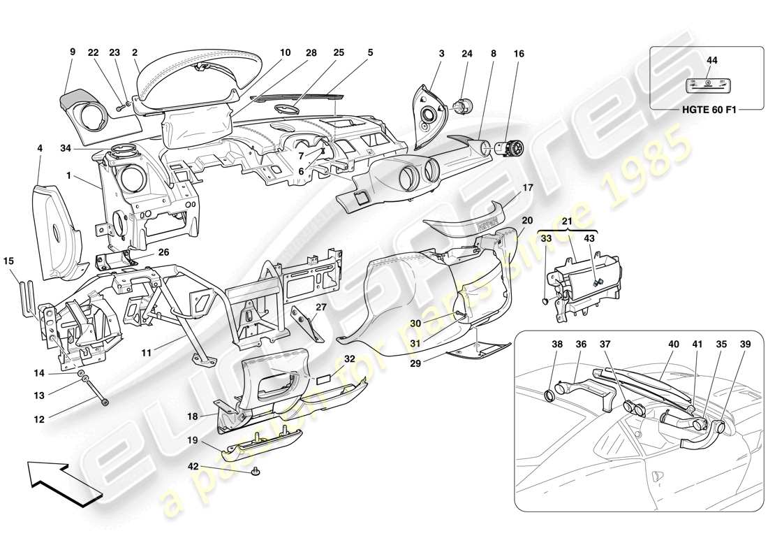 a part diagram from the ferrari 599 gtb fiorano (usa) parts catalogue