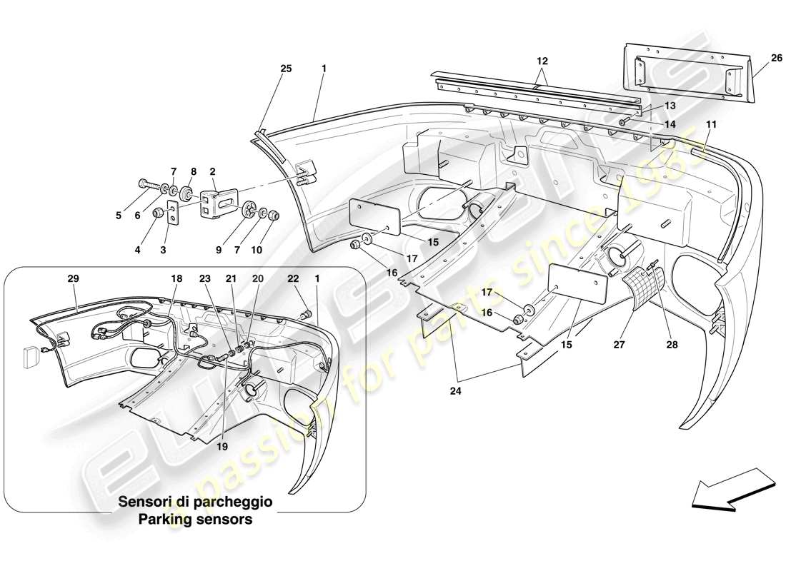 a part diagram from the ferrari 599 gtb fiorano (rhd) parts catalogue