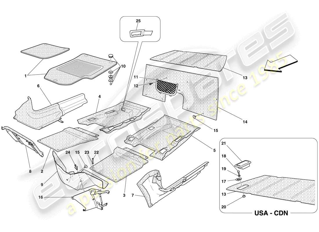 a part diagram from the ferrari 599 gtb fiorano (rhd) parts catalogue