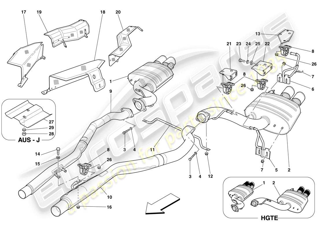 a part diagram from the ferrari 599 gtb fiorano (rhd) parts catalogue