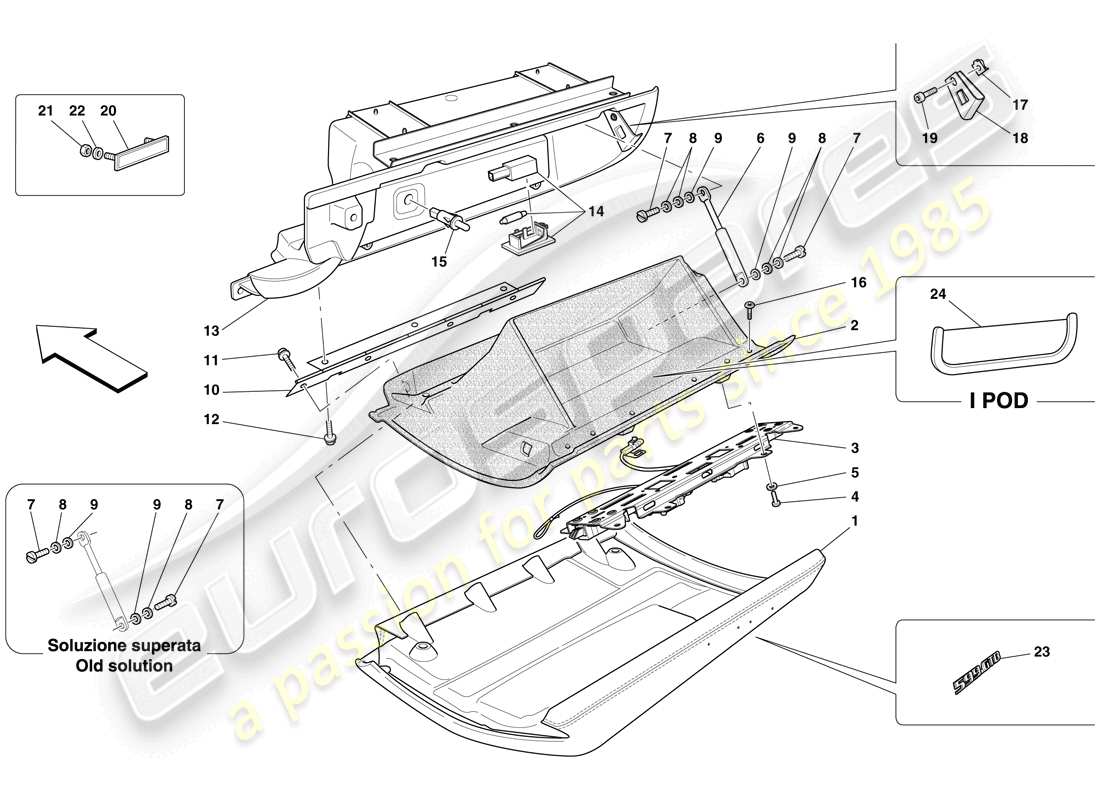 a part diagram from the ferrari 599 gtb fiorano (europe) parts catalogue