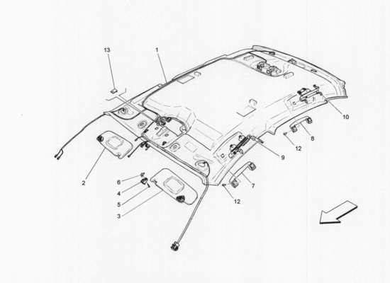 a part diagram from the maserati quattroporte m156 (2014 onwards) parts catalogue