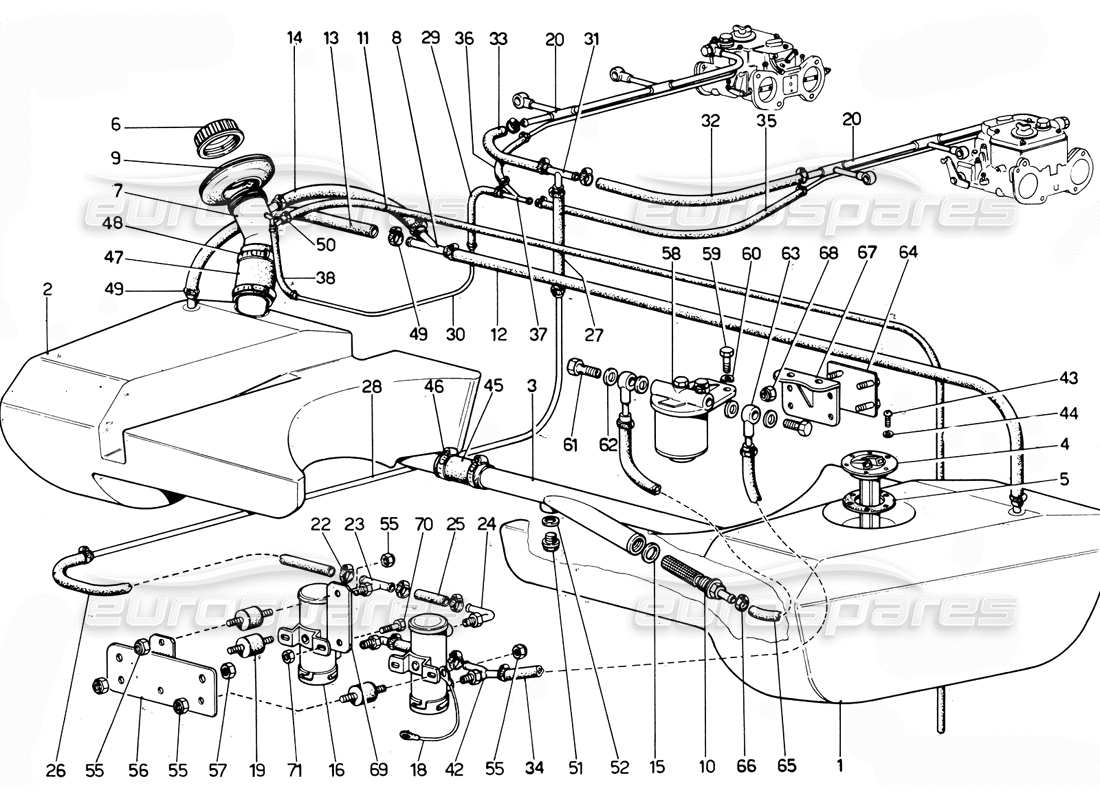 a part diagram from the Ferrari 365 GTC4 (Mechanical) parts catalogue