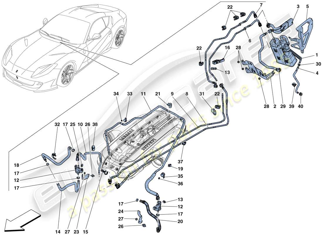 a part diagram from the ferrari 812 superfast (rhd) parts catalogue