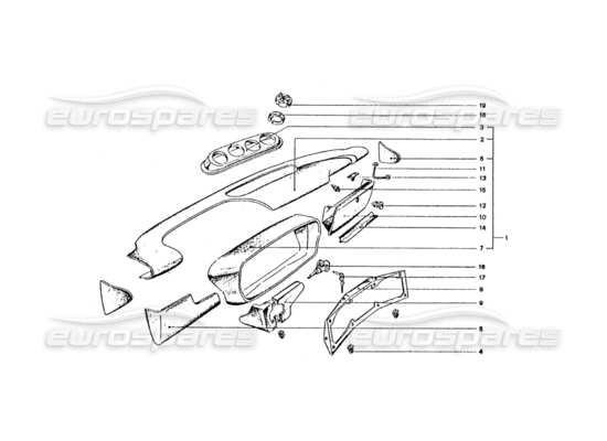 a part diagram from the ferrari 365 gt4 2+2 coachwork parts catalogue
