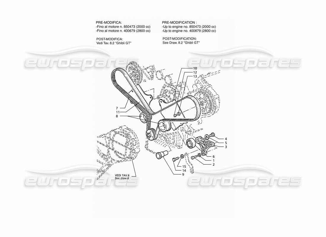 a part diagram from the maserati ghibli (1993-1995) parts catalogue